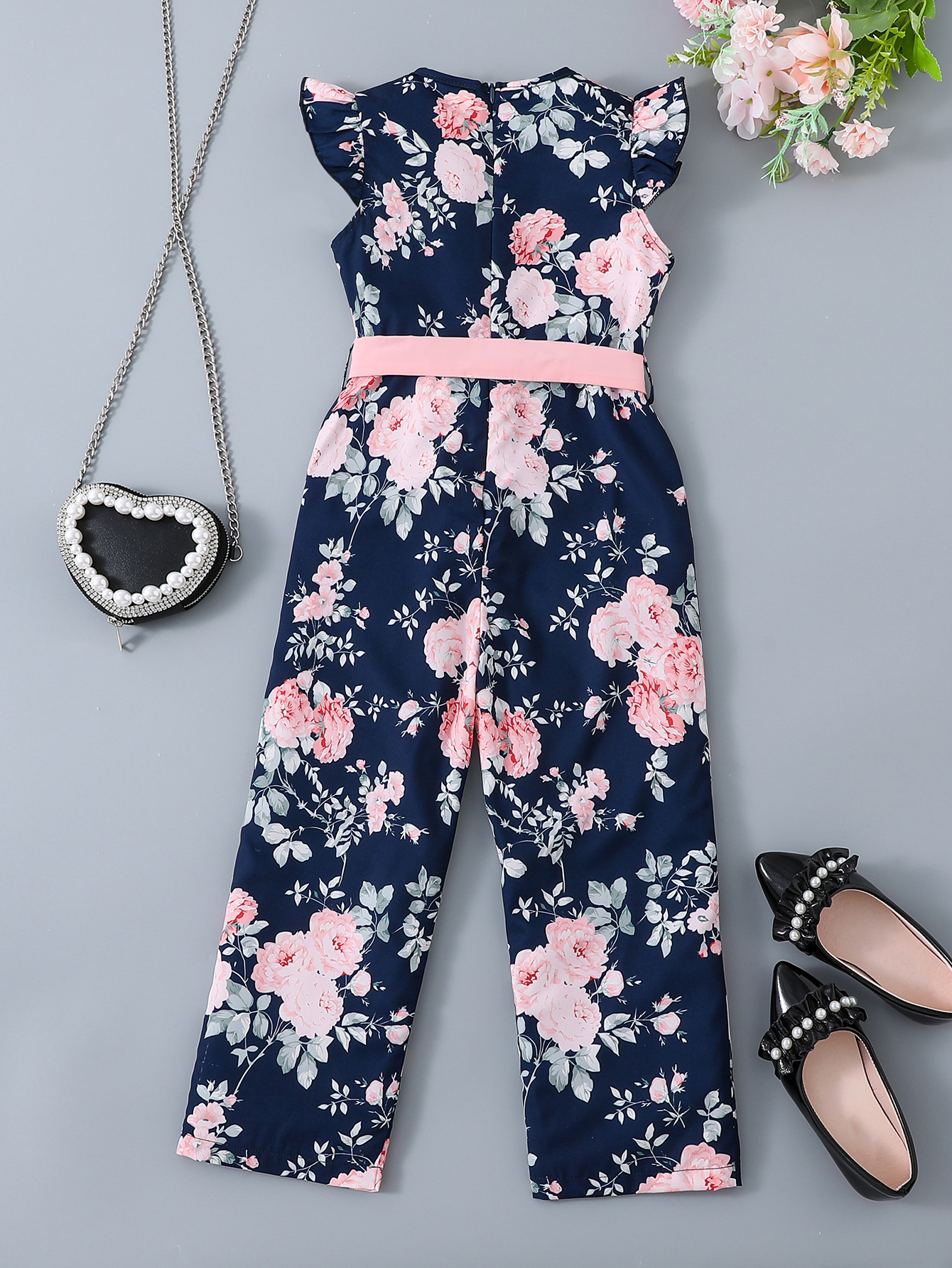 One Piece Girls' Jumpsuits & Rompers Cap Sleeve Floral