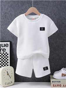 Toddler Boys Short Sets White Crop Short-sleeves T-shirt Top and Shorts