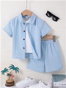 Boys Summer Outfits Short Sets Botton Down Shirt and Shorts 2pcs Set