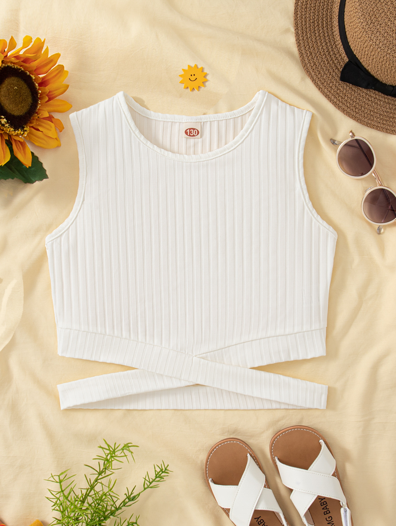 Sleeveless Round Neck Casual Crisscross Crop Tank Top