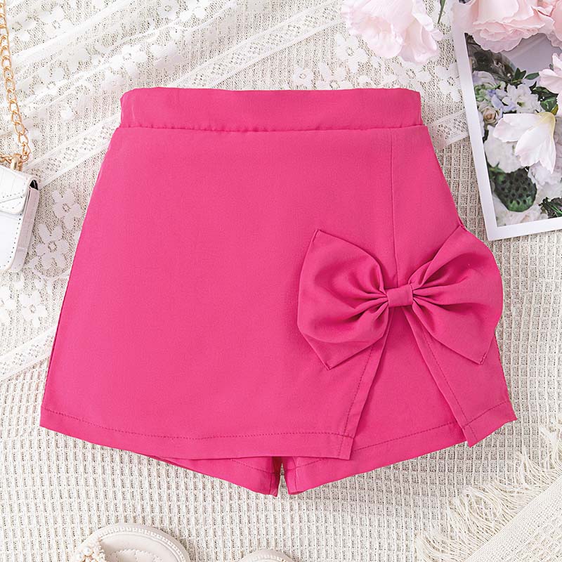 Girls' Elastic Waistband Bowknot Pull on Shorts Pants Skirt