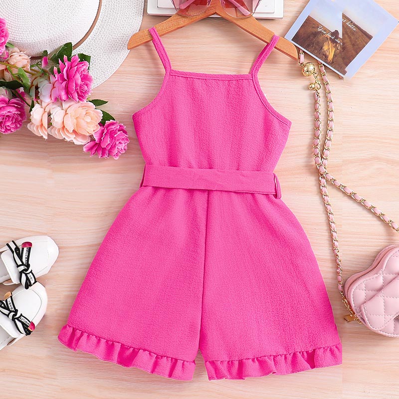 Toddler Girl Outfits Summer Clothes Girl Sleeveless Halter Romper Spring Summer One Piece Jumpsuit Outfits with Belt