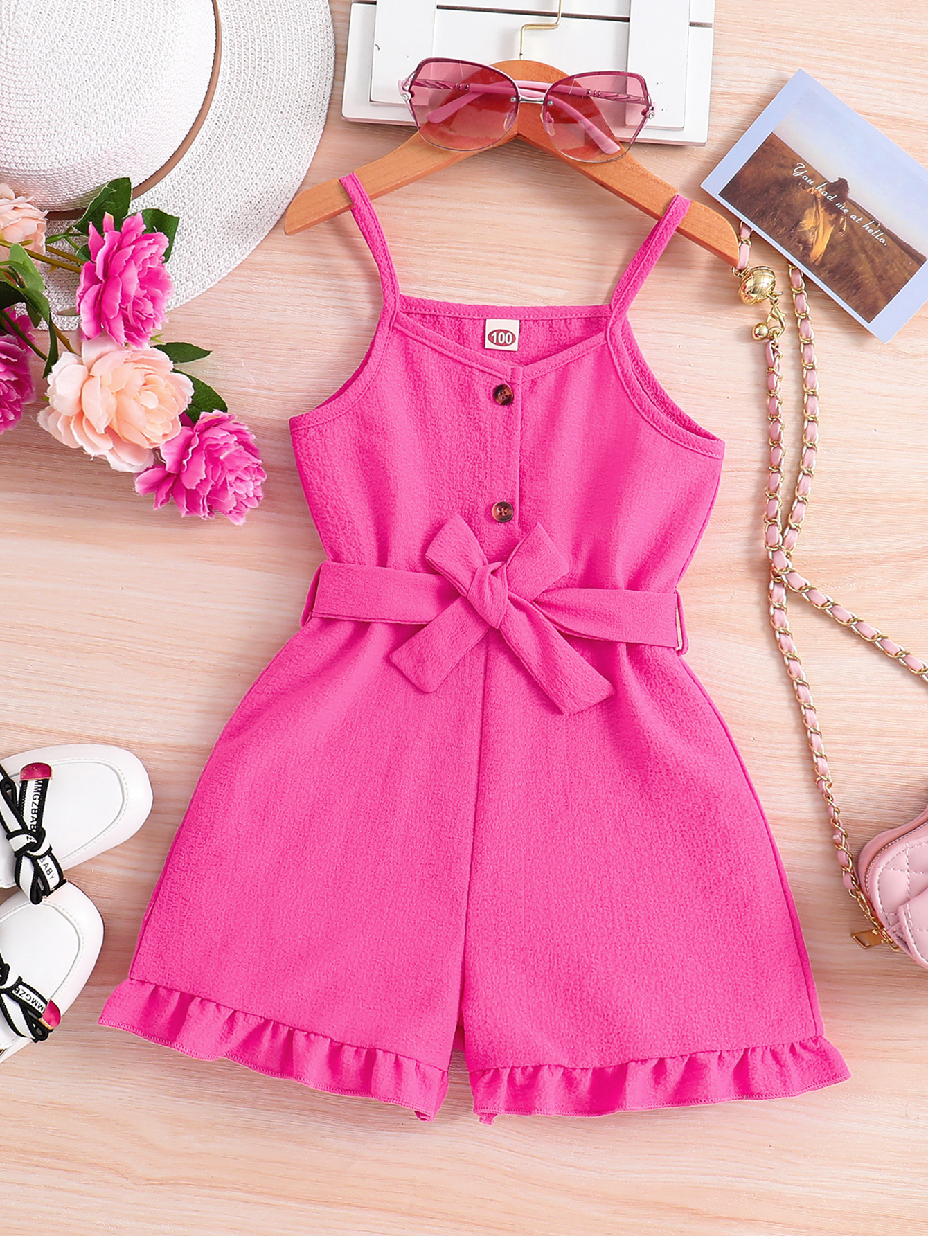 Toddler Girl Outfits Summer Clothes Girl Sleeveless Halter Romper Spring Summer One Piece Jumpsuit Outfits with Belt