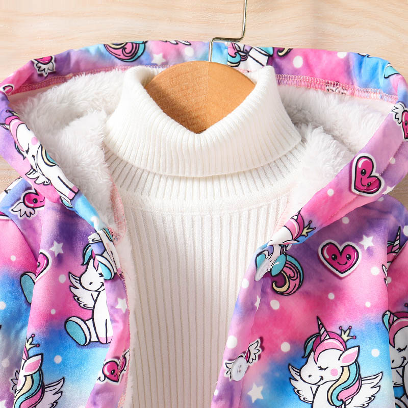 Kids Jackets Fleece & Knitted Lining Hooded Coats for Girls