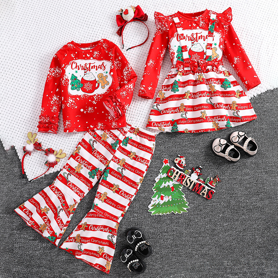 Toddler Girl Long Sleeve Dress Stripe Christmas Skirts Cotton Casual Tunic Playwear Basic Shirt Party Dresses