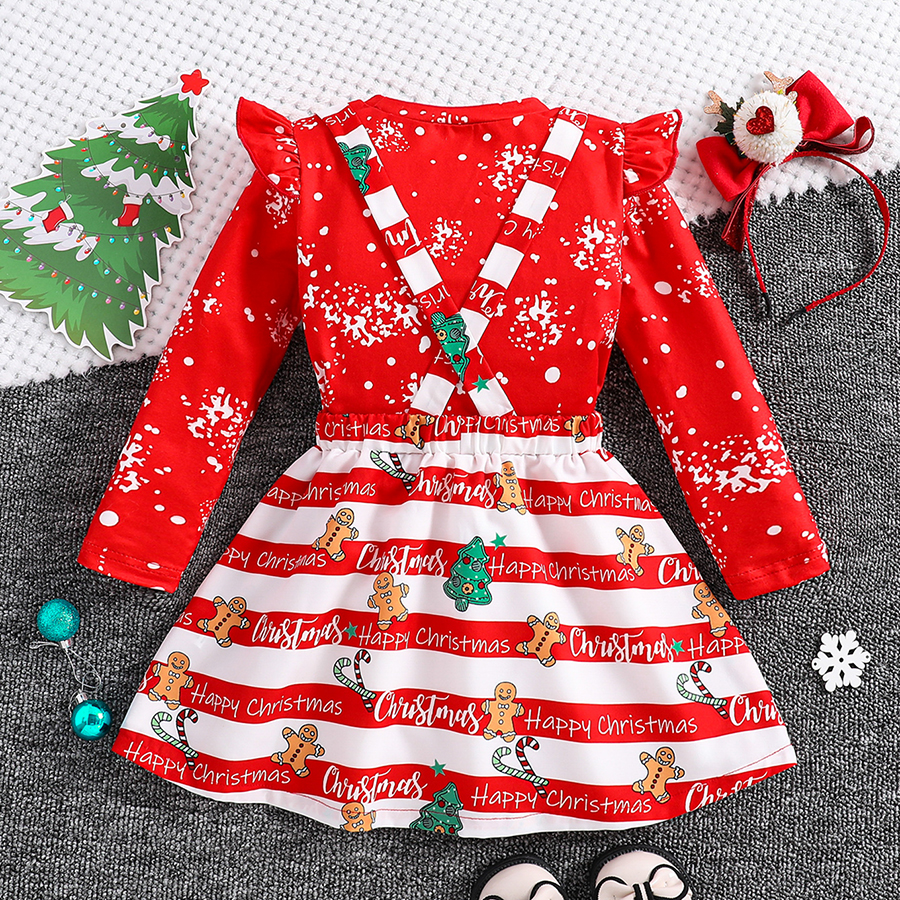 Toddler Girl Long Sleeve Dress Stripe Christmas Skirts Cotton Casual Tunic Playwear Basic Shirt Party Dresses