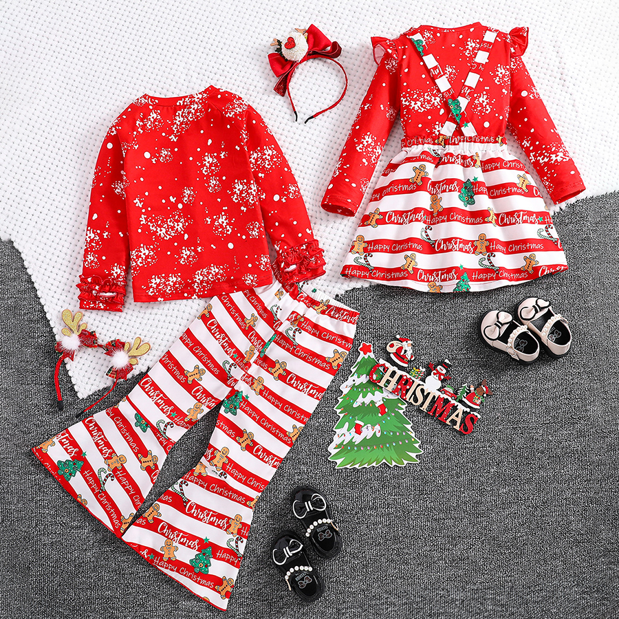 Toddler Girl Long Sleeve Dress Stripe Christmas Skirts Cotton Casual Tunic Playwear Basic Shirt Party Dresses