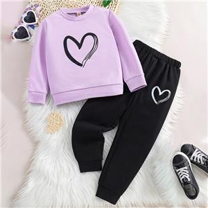 Little Girls Outfits 2 Piece Toddler Long Sleeve Sweatshirt + Pants Fall Winter Clothing Set for 1-8 Years Girls