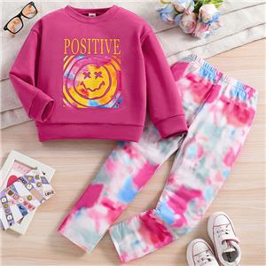 Girls Sweatshirt Outfits Fashion Pullover Tracksuit Tie-dye Leggings Sweatpants 2 Piece Pant Sets