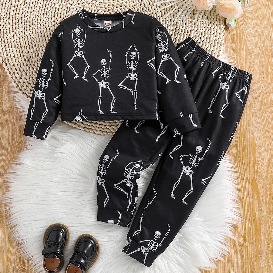 Girls Halloween Outfits Fashion Long Sleeve Pullover Sweatshirt Tracksuit Jogger Sweatpants 2 Piece Pant Sets