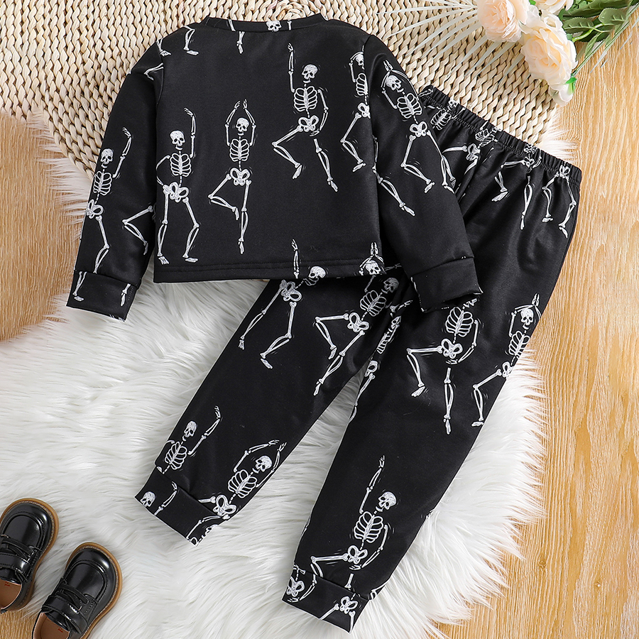 Girls Halloween Outfits Fashion Long Sleeve Pullover Sweatshirt Tracksuit Jogger Sweatpants 2 Piece Pant Sets