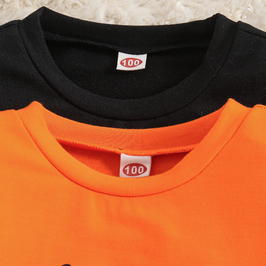 Toddler Baby Boys' 2-Pack Pumpkin Sweatshirt Long SLeeve Kids Halloween Toddler Tees Tops for 2-8T