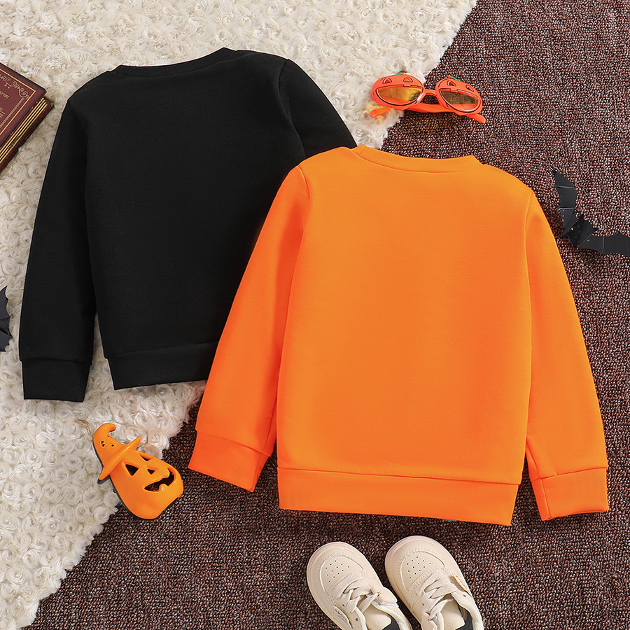 Toddler Baby Boys' 2-Pack Pumpkin Sweatshirt Long SLeeve Kids Halloween Toddler Tees Tops for 2-8T