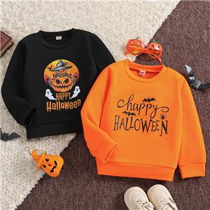 Toddler Baby Boys' 2-Pack Pumpkin Sweatshirt Long SLeeve Kids Halloween Toddler Tees Tops for 2-8T