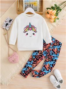 Little Girls Outfits 2 Piece Toddler Long Sleeve Sweatshirt and Printed Leggings Pants Fall Winter Clothing Set 1-8 Years