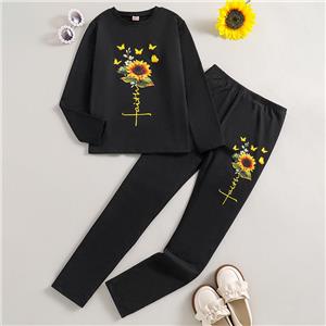 Girls Fall Clothing Sets Stylish Pullover Sweatsuit Top Sweatpants 2 Piece Outfits Size 8-12 Years Old