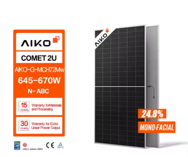 High Efficiency AIKO Solar COMET 2U 645W-670W N-Type ABC Solar Panels for Home Use in Stock