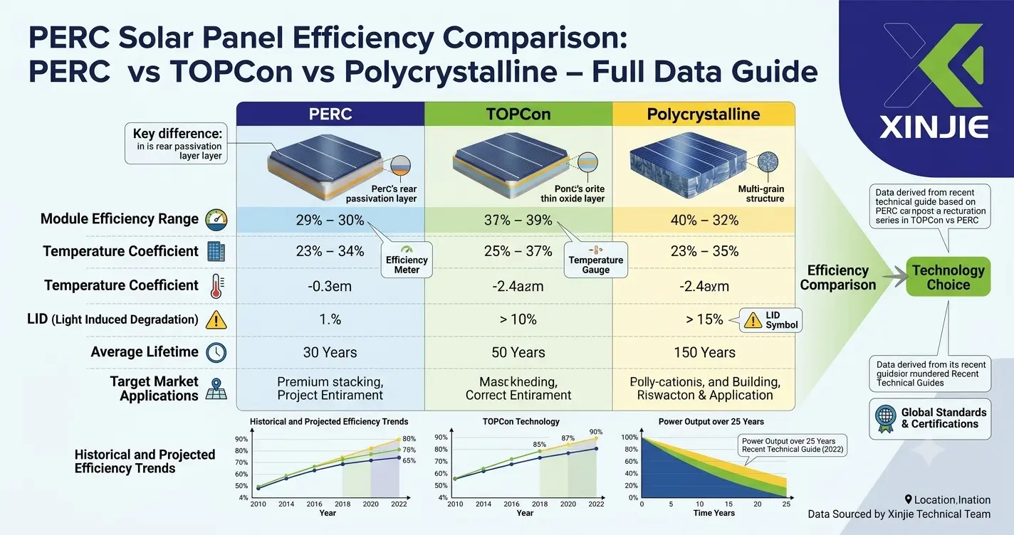 PERC Solar Panel Efficiency Comparison 2026: PERC vs TOPCon vs Polycrystalline
