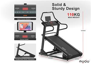 Бягаща пътека с мотор 2.5 к.с., широк диапазон на наклона от -3 до 40 за интензивно бягане
