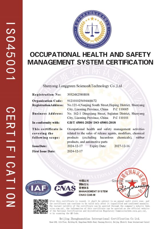 ISO45001 Occupational Health and Safety Management System certification
