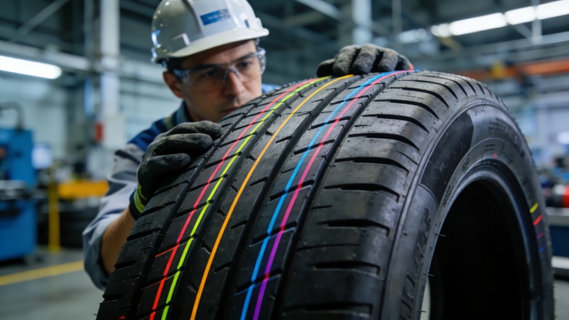 Coloured tyre marking lines