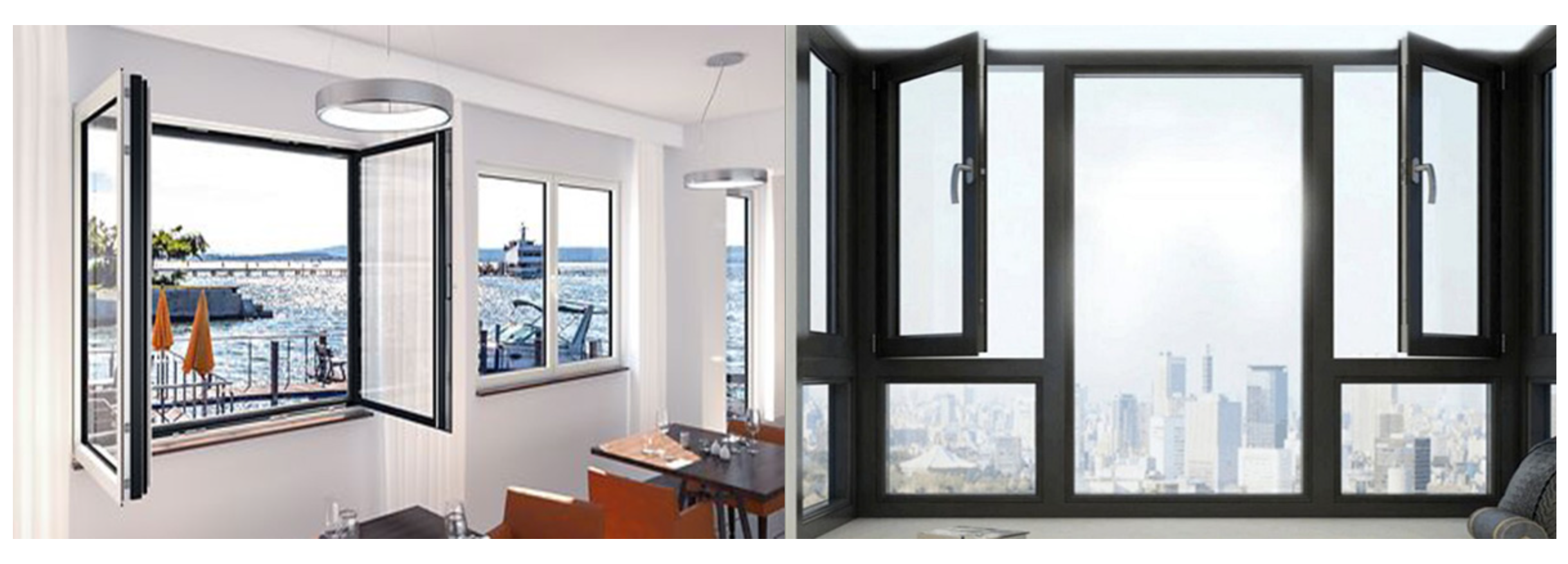 Double casement Aluminum window