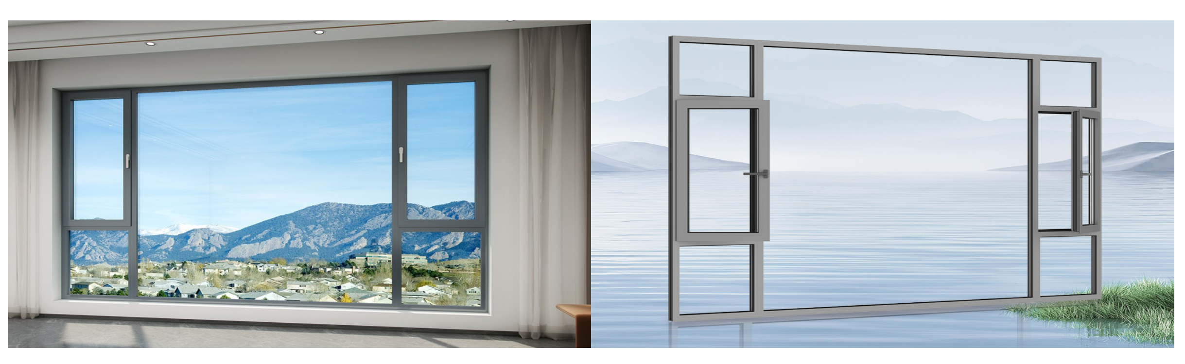 Inward opening aluminum frame window