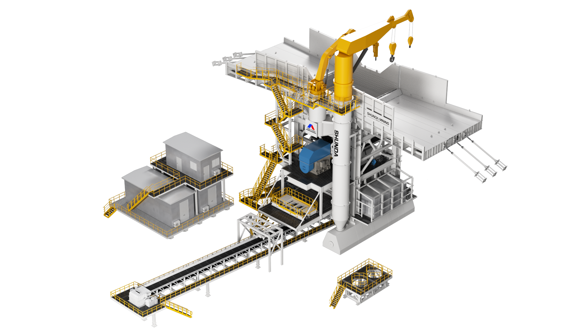 Semi-mobile rotary crushing station