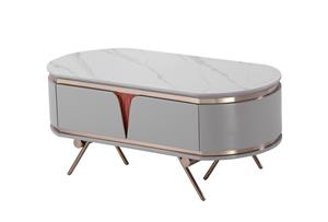 Light Grey Marble Top Coffee Table With Drawers