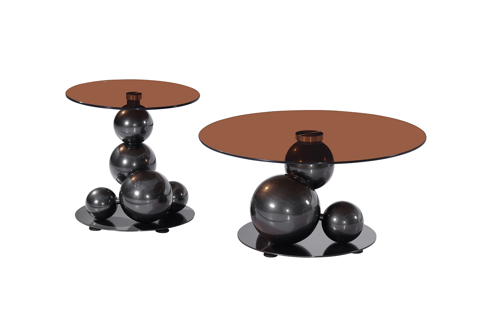 Dark Round Glass Top With Stainless Steel base Special-shaped Stylish Coffee Table