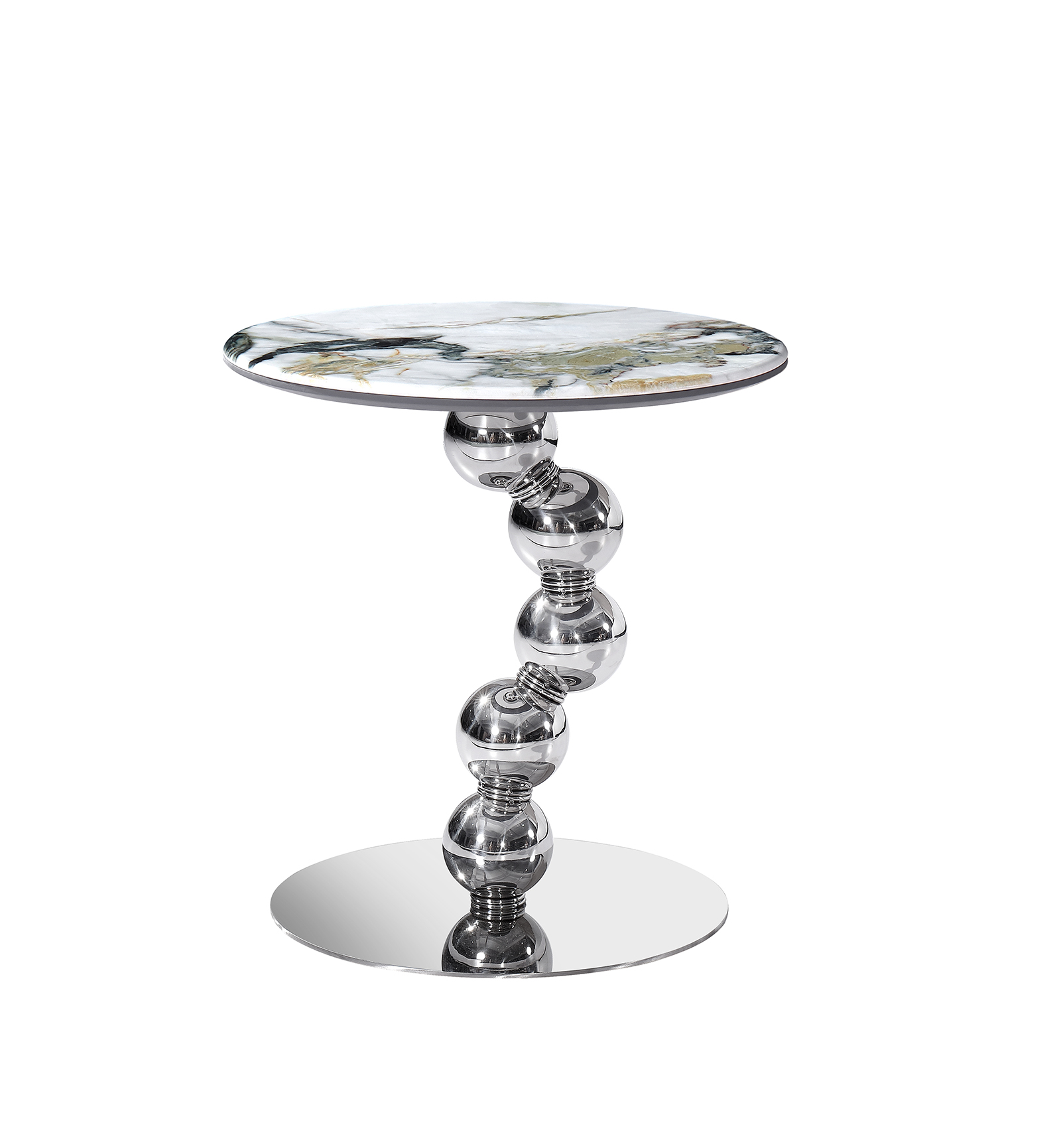 Round Marble Top Stainless Steel Minimalist Center Table