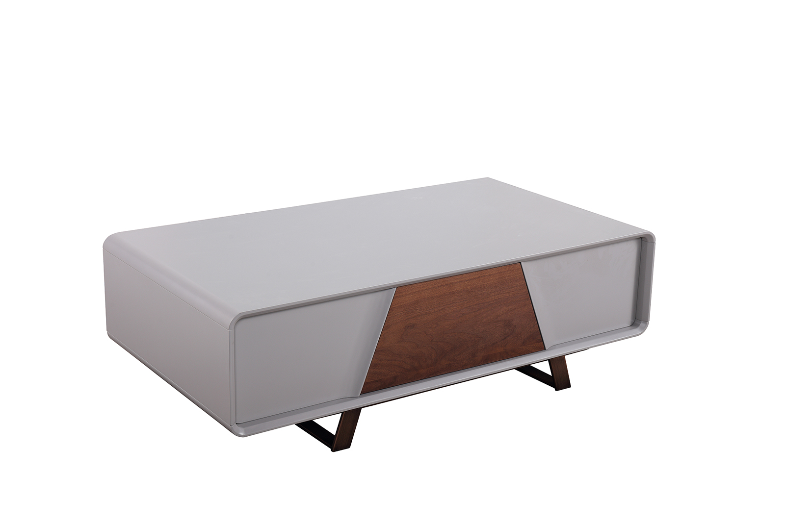 Mesa de centro rectangular de madera con patas de metal