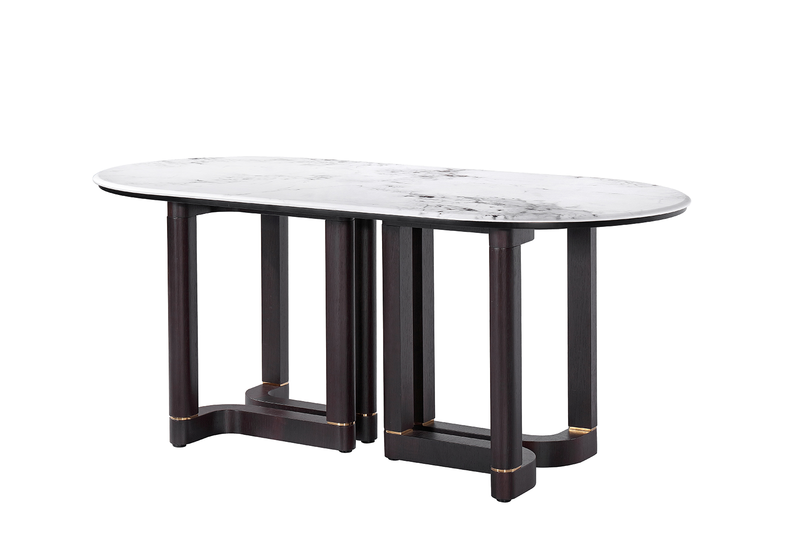 Modern Black Wooden Base Marble Top 6-piece Dining Table Set