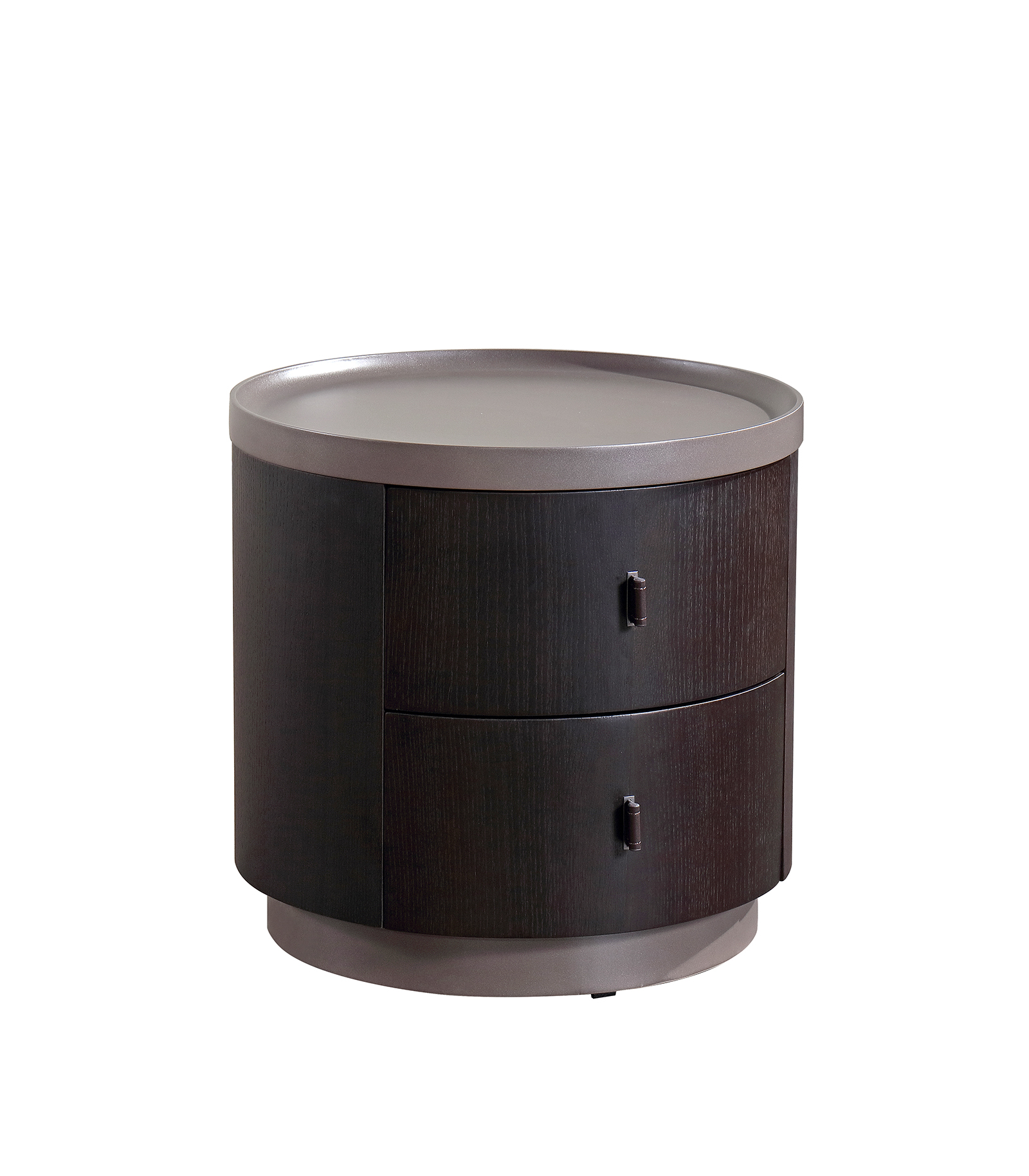 Apartment Style Veneer Round Bedside Table With 2 Drawers