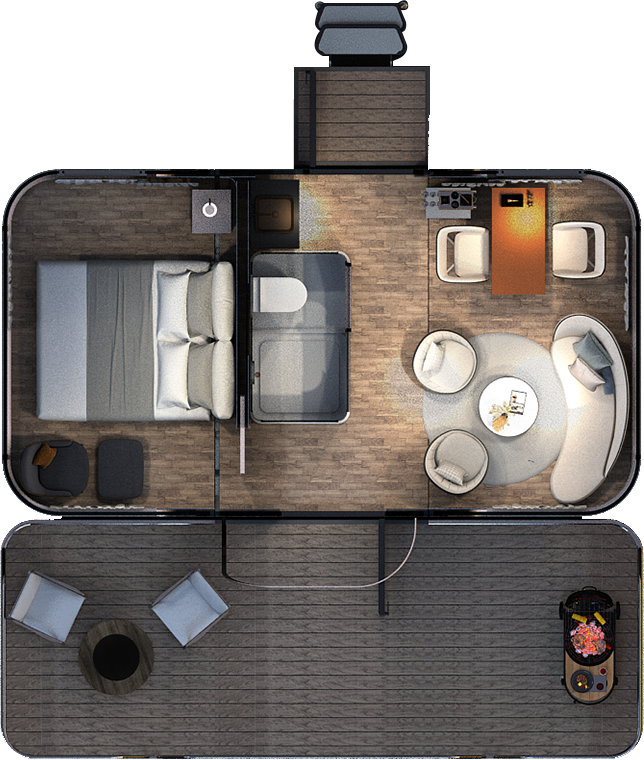 40ft²Aluminum alloy mobile prefabricated house with terrace