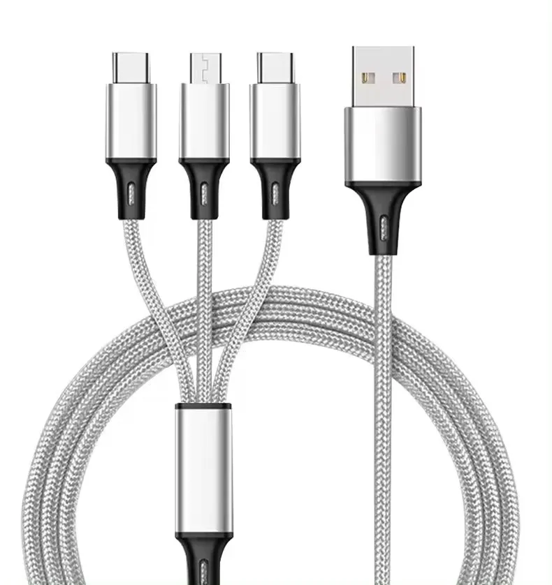 Wholesale 3-in-1 Fast Charger: Type C Data Cables for Mobile Phones, Laptops, and Computers