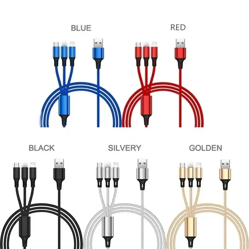 Wholesale 3-in-1 Fast Charger: Type C Data Cables for Mobile Phones, Laptops, and Computers