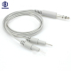 Customize 6.35 mm audio jack to two 2.0mm tens electrode needle 6.35mm ECG cable 2 lead wire for massage machines