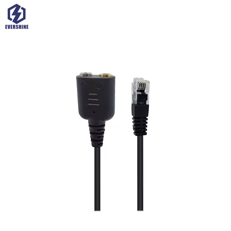 Adaptador de cable para auriculares de 3,5 mm hembra a conector RJ9.