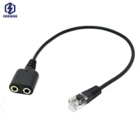 Adaptador de cable para auriculares de 3,5 mm hembra a conector RJ9.