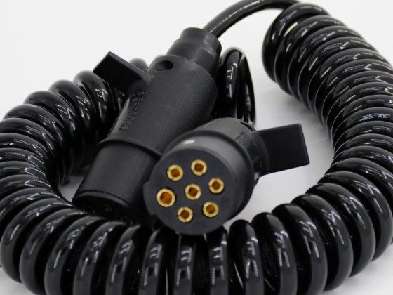 Câble de remorque spiralé à 7 conducteurs pour véhicules lourds