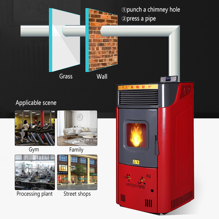 10kW Hot Air Generator For Real Fire Burning Biomass Pellet Stove