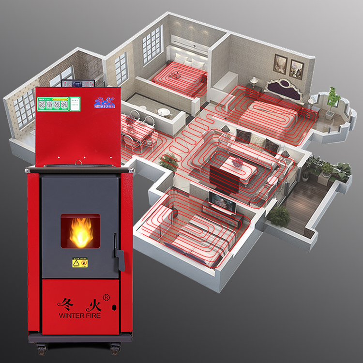 11kW Water Heating Wood Pellet Stove With Cooking Function