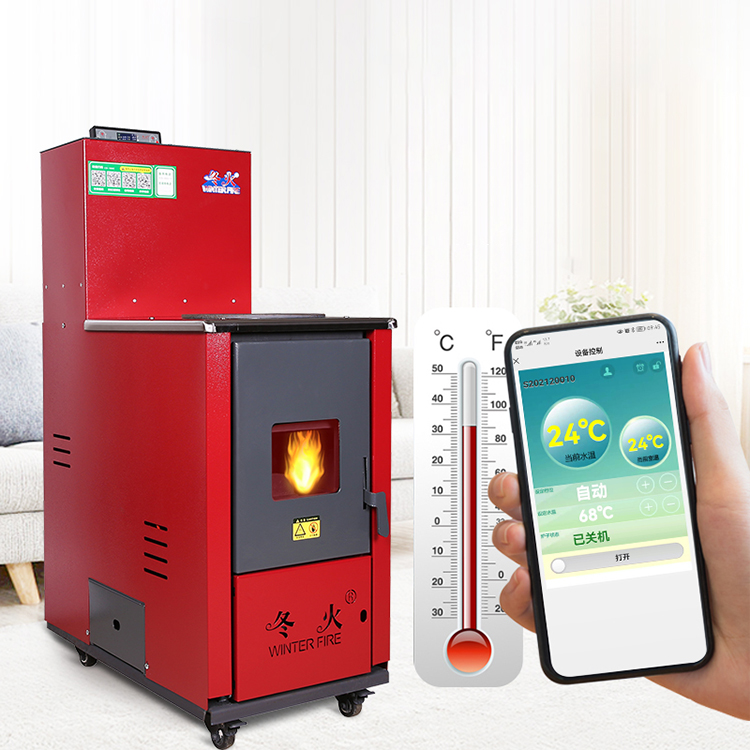 11kW Water Heating Wood Pellet Stove With Cooking Function