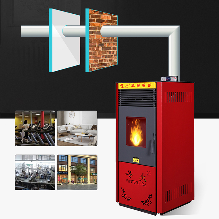 7kW Biomass Fuel Air Heating Stove Free Standing Pellet Furnace