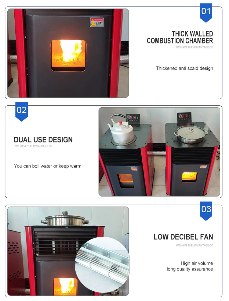 10kW Automatic cutting Wholesale Boiling water Wood Pallet Heating Coal Wood Fire Stove Freestanding Fireplace Stove