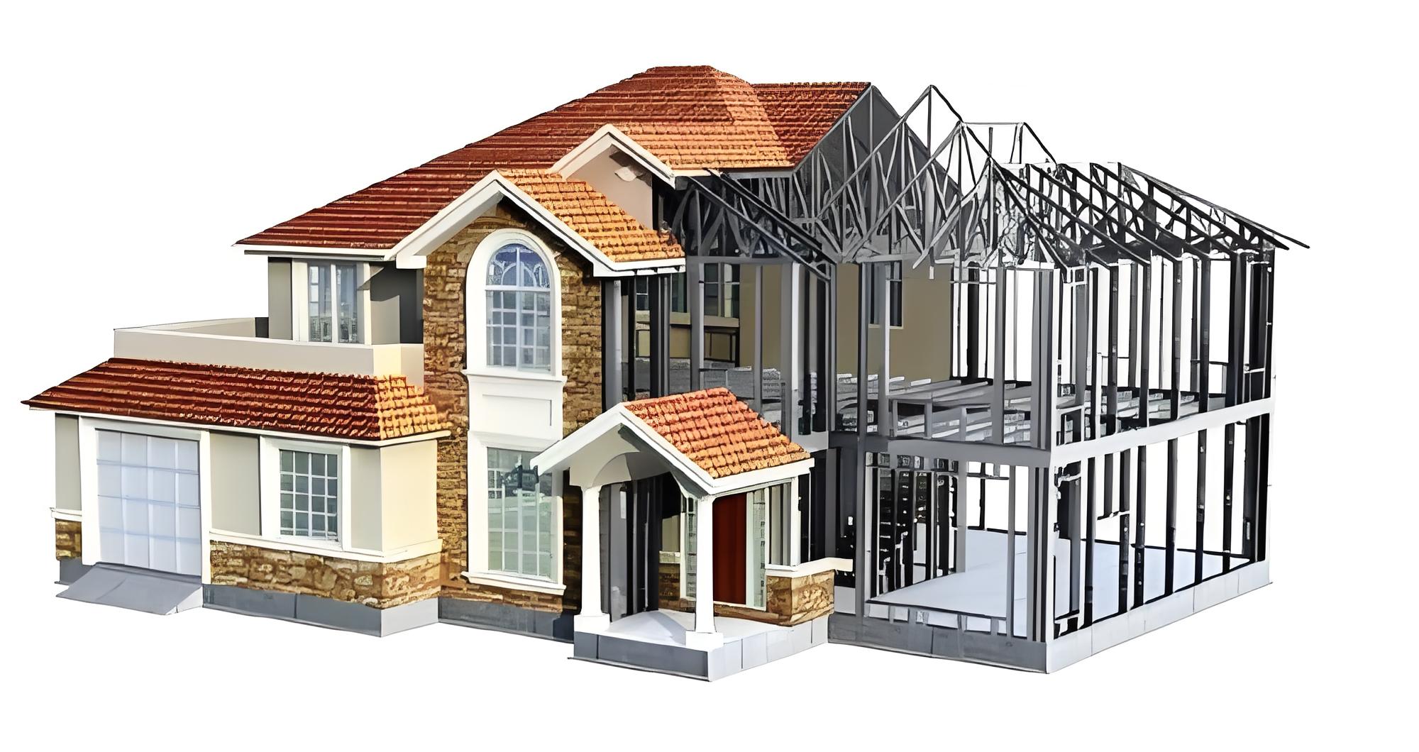 Красивая изолированная легкая стальная вилла собственной постройки