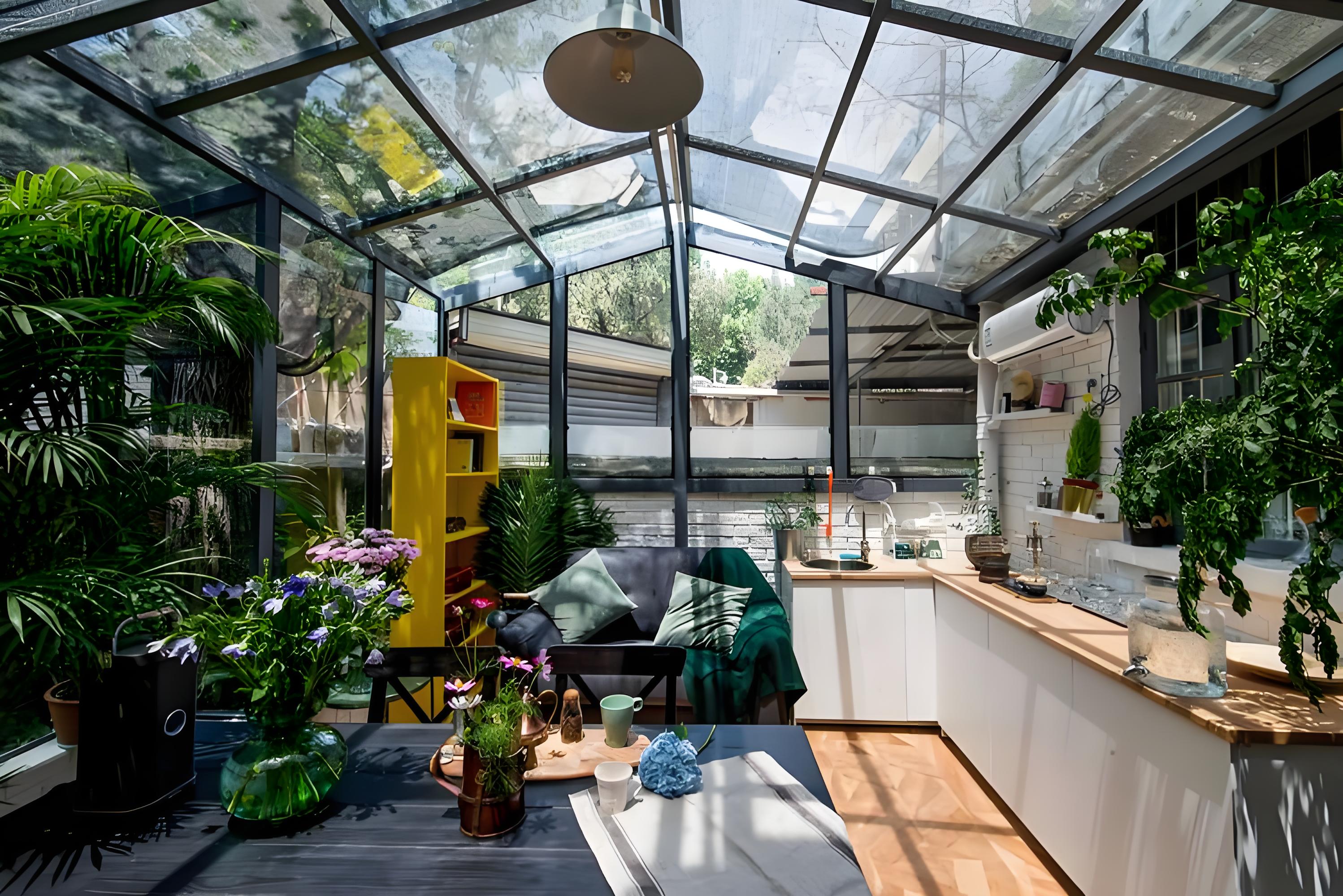 Salle de lumière du soleil à structure métallique pour maison de loisirs