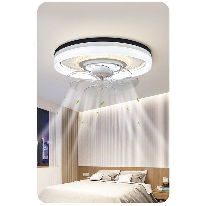 Luxury Upscale Ceiling Invisible Fans With Lights For Home Bedroom