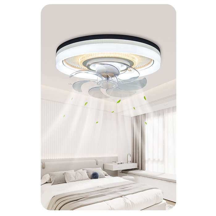 Luxury Upscale Ceiling Invisible Fans With Lights For Home Bedroom